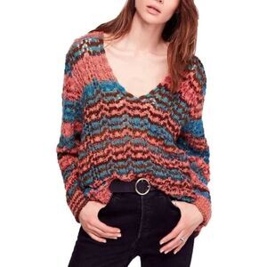 Free People Spell On You Multicolor Open Knit Sweater – Size XS